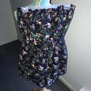 F21+ Navy/floral strapless romper